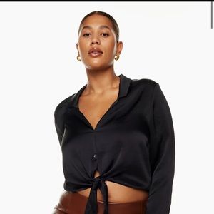 Aritzia Wilfred tie-front blouse